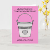 Tin bruiloft Jubileum 10 jaar gefeliciteerd Kaart (Gele Bloem)