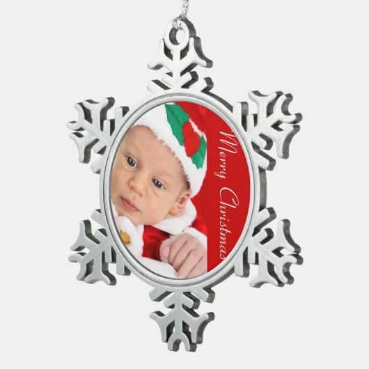 Tin Christmasornamenten met Baby Tin Sneeuwvlok Ornament (Rechts)