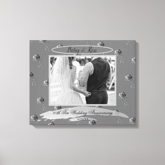 Tin Colour Rozen, 10th Tin Wedding Jubileum Canvas Afdruk (Voorkant)
