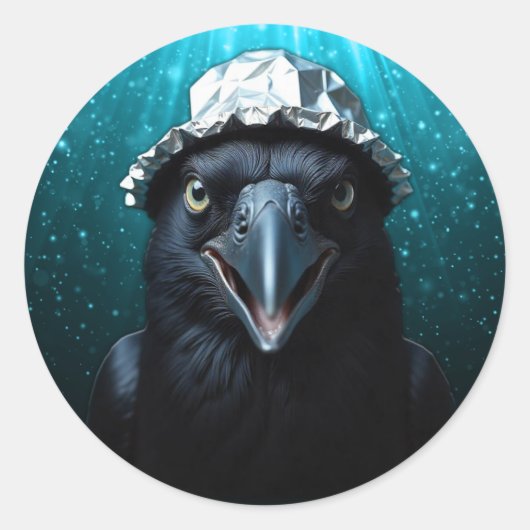 Tin Folie Pet Black Bird Raven Ronde Sticker (Voorkant)