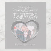 Tin huwelijksverjaardag aangepaste wijnlabels wijn etiket (Enkel label)