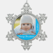 Tin Kerstdier met Baby Sneeuwvlok Ornament (Voorkant)