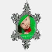 Tin Kerstdier met Baby Sneeuwvlok Ornament (Links)