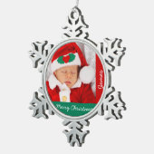 Tin Kerstdier met Baby Tin Sneeuwvlok Ornament (Rechts)