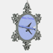 Tin Kerstornamenten - Vliegtuig Tin Sneeuwvlok Ornament (Links)