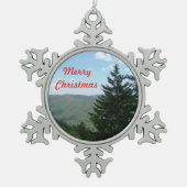 Tin Kerstsneeuwvlok Ornament Berg, Boom (Voorkant)