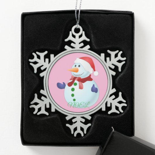 Tin Kerstsneeuwvlok Ornament Sneeuwman (Kistje)