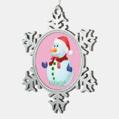 Tin Kerstsneeuwvlok Ornament Sneeuwman (Rechts)