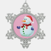 Tin Kerstsneeuwvlok Ornament Sneeuwman (Voorkant)