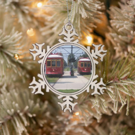 Tin Kerstsneeuwvlok Straattram Sneeuwvlok Ornament