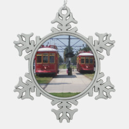 Tin Kerstsneeuwvlok Straattram Sneeuwvlok Ornament