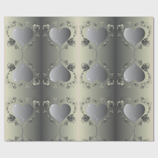 Tin Kleur Roos Hart Lijst Uw Foto Cadeaupapier (Vlak)