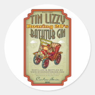 Tin Lizzy Bathtub Gin Ronde Sticker