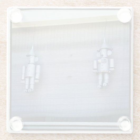 Tin-Man en Tin-vrouw Glazen Onderzetter (Achterkant)