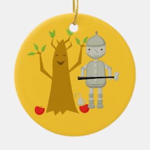Tin-man naast Talking Tree-kerstversiering Keramisch Ornament