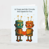 Tin Robot Love 10th Wedding Anniversary Kaart (Voorkant)