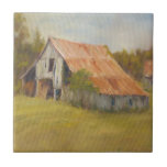 Tin Roof Barn Tegeltje<br><div class="desc">Tin Roof van Marilyn Wendling. Barn met een rood-oranje tindak op het platteland.</div>