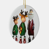 Tin Santa en Cute Tin renders met cadeautjes Keramisch Ornament (Rechts)