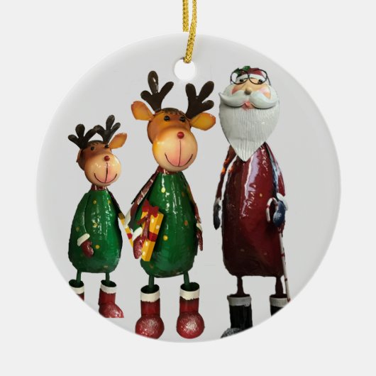 Tin Santa en Cute Tin renders met cadeautjes Keramisch Ornament (Voorkant)