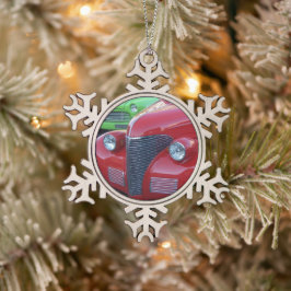 Tin Sneeuwvlok Antieke Auto's Kerst Ornament