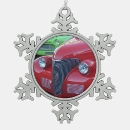 Tin Sneeuwvlok Antieke Auto's Kerst Ornament