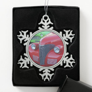 Tin Sneeuwvlok Antieke Auto's Kerst Ornament