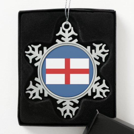 Tin Sneeuwvlok Engelse Vlag Kerst Ornament (Kistje)