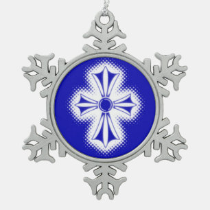 Tin Sneeuwvlok Ornament/Blauw Keltisch Kruis Ornament