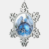 Tin Sneeuwvlok Ornament/Blauw Ornament (Rechts)