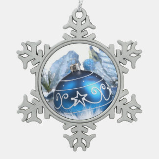 Tin Sneeuwvlok Ornament/Blauw Ornament