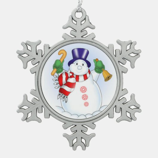 Tin Sneeuwvlok Ornament/Sneeuwman Ornament (Voorkant)