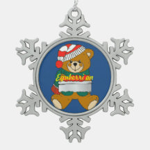 Tin Sneeuwvlok Ornament Teddbeer