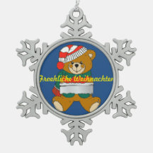 Tin Sneeuwvlok Ornament Teddybeer