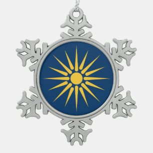 Tin Sneeuwvlokker Ornament met Macedonië Vlag