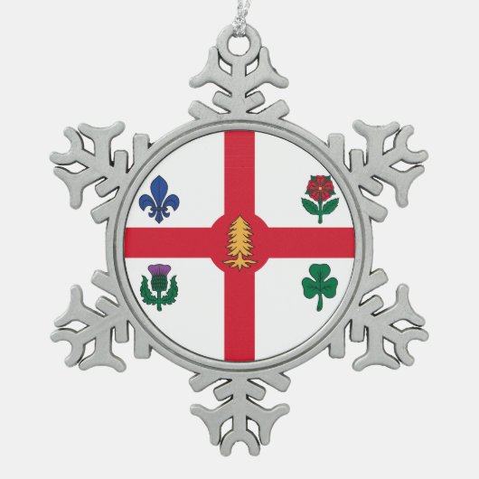 Tin Sneeuwvlokker Ornament met Montreal Vlag (Voorkant)