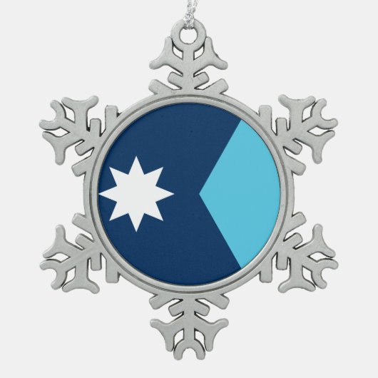 Tin Sneeuwvlokker Ornament met Vlag van Minnesota (Voorkant)