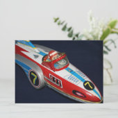 Tin Speelgoed Space/Rocket Ship Invitation Kaart (Staand voorkant)