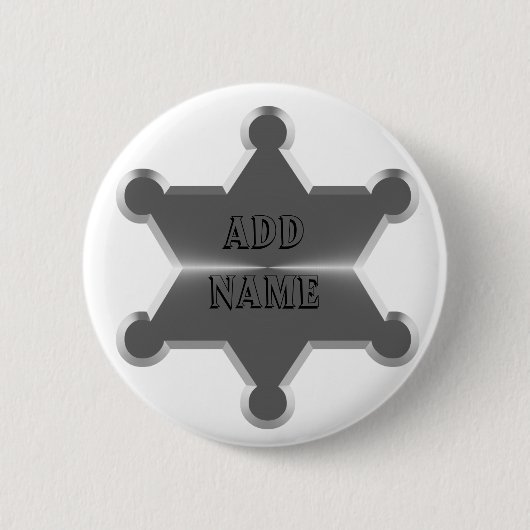 Tin Star Sheriff Ronde Button 5,7 Cm (Voorkant)