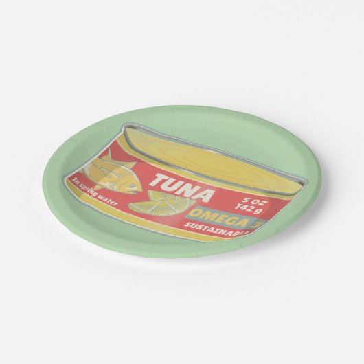 Tin tonijn Ingeblikte vis retro Papieren Bordje (Gekanteld)