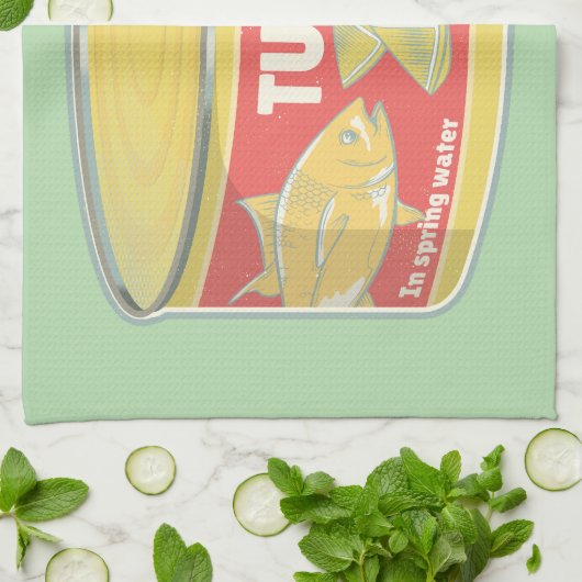 Tin tonijn Ingeblikte vis retro Theedoek (Gevouwen)