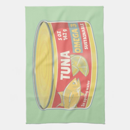 Tin tonijn Ingeblikte vis retro Theedoek (Verticaal)