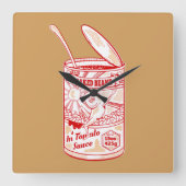 Tin van gebakken bonen vierkante klok (Voorkant)