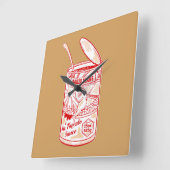 Tin van gebakken bonen vierkante klok (Hoek)