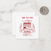 Tin van sardines notitiekaartje (Voorkant / Achterkant in situ)