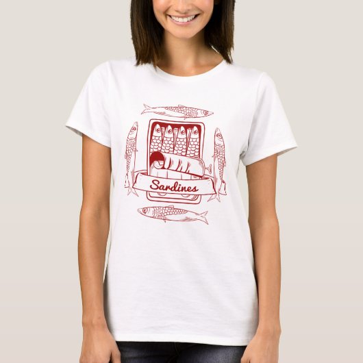 Tin van sardines t-shirt (Voorkant)
