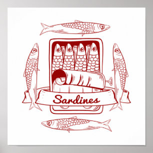 Tin van sardines voor de pop poster