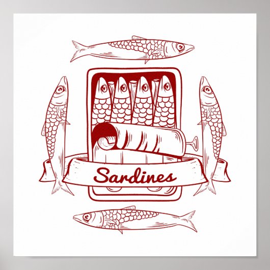Tin van sardines voor de pop poster (Voorkant)