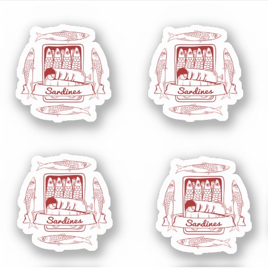 Tin van sardines voor de pop sticker (Voorkant)