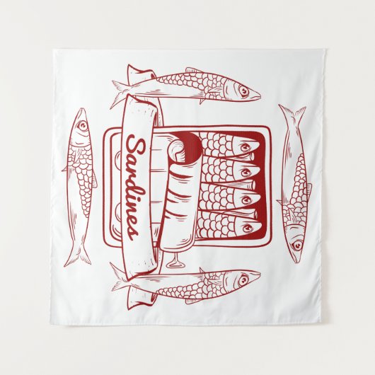 Tin van sardines wandkleed (Voorkant (horizontaal))