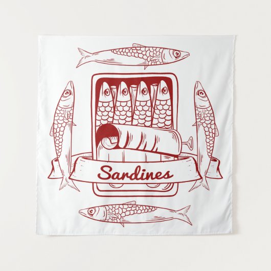 Tin van sardines wandkleed (Voorkant)